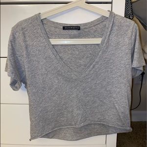Brandy Melville gray cropped v neck T-shirt